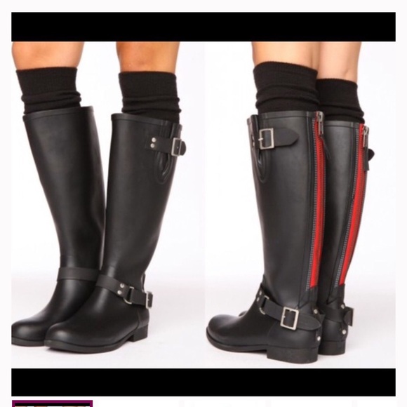 Shoes - Tsunami Green Wellie rubber buckle Zip tall rain boots size‎ 10